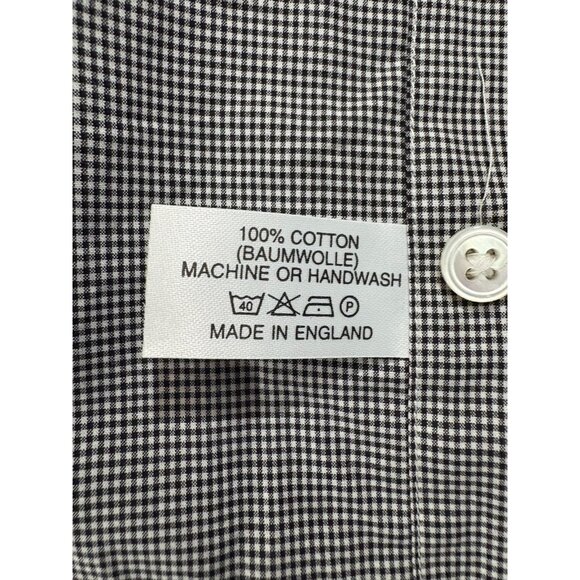 Jay Kos microcheck gingham Shirt sz 41 16 US M NWT black $ 320 Made in England - Picture 4 of 8